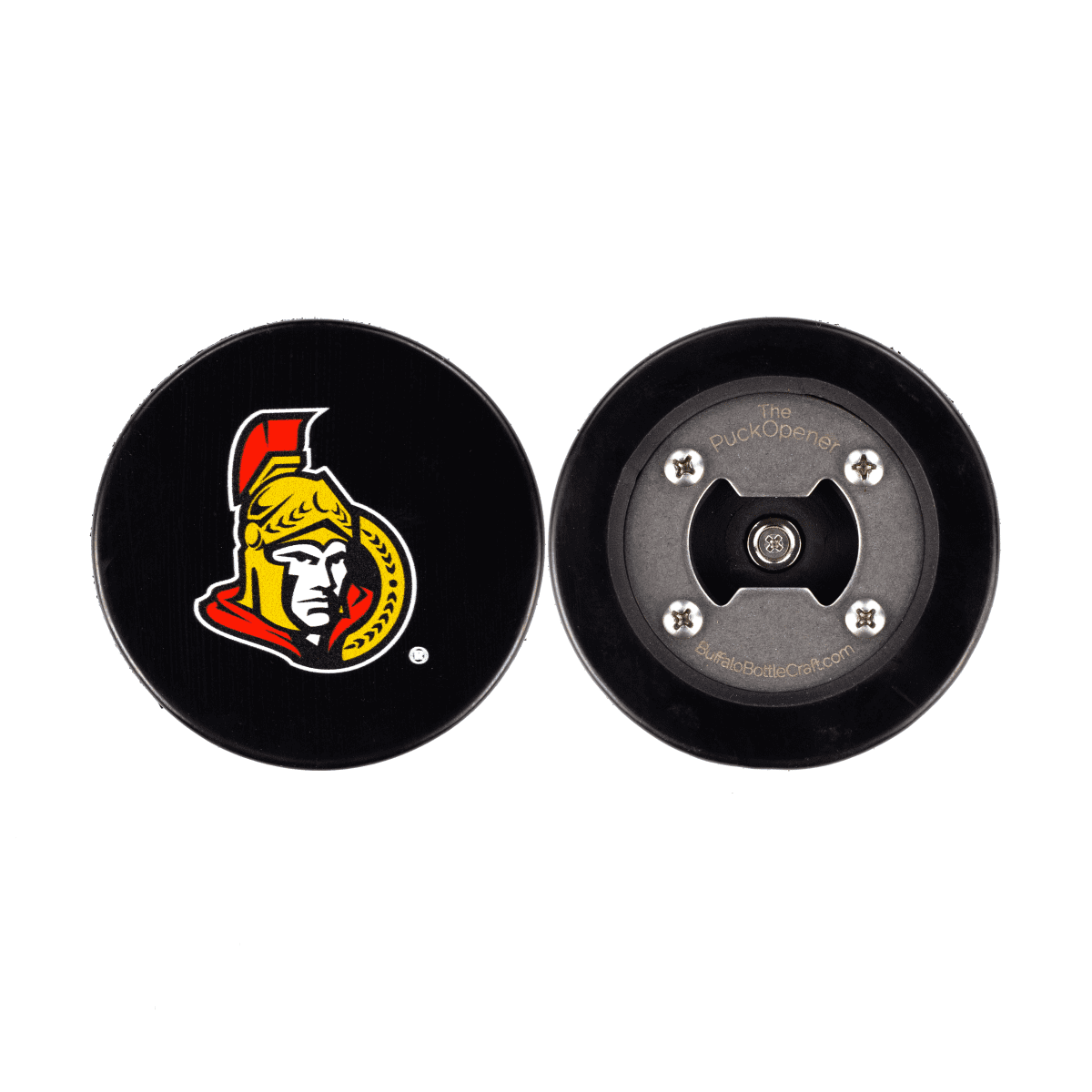 Ottawa Senators, Bottle Opener made from a Real Hockey Puck, Senators, Senators Hockey, Coaster
